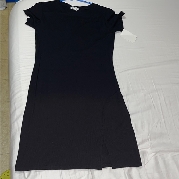 BP Dresses & Skirts - BP Black Ribbed Knit Mini Dress with Left Front 2” Slit